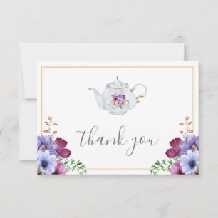 Cartão De Agradecimento Chá Vintage Floral para Noiva 