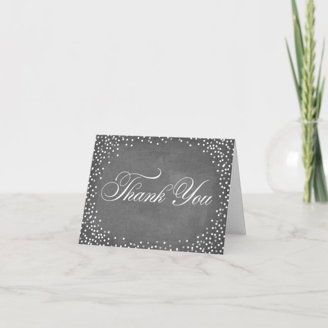 Cartão De Agradecimento Chalkboard Confetti Thank You (Frente)