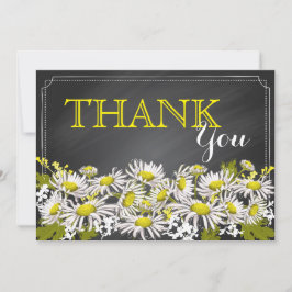 Cartão De Agradecimento Chalkboard Daisies Rustic Modern Obrigado
