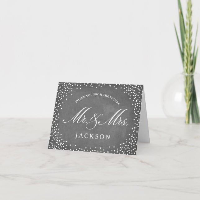 Cartão De Agradecimento Chalkboard Future | Engagement Party Thank You (Frente)