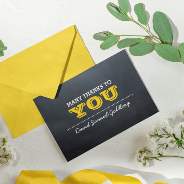 Cartão De Agradecimento Chalkboard Gold Bar Mitzvah Thank You Note (Criador carregado)