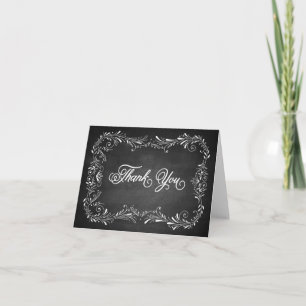 Cartão De Agradecimento Chalkboard hand drawn foliage Thank You Note Card