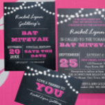 Cartão De Agradecimento Chalkboard Lights Dark Pink Bat Mitzvah Obrigado<br><div class="desc">Mostre sua gratidão em estilo com este chique. Cada linha de texto é totalmente personalizável,  incluindo mensagem dentro opcional,  para dizer exatamente o que você quer (excluir para deixar vazio).</div>