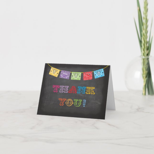 Cartão De Agradecimento Chalkboard Mexican Fiesta Thank you notes (Frente)
