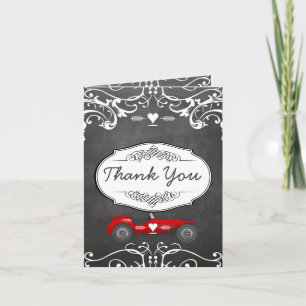 Cartão De Agradecimento Chalkboard Typography Classic Car