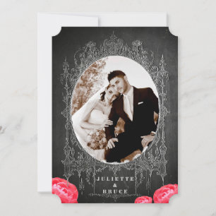 Cartão De Agradecimento Chalkboard Vintage Floral - Casamento Obrigado Car