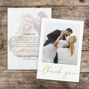 Cartão De Agradecimento Chamada de Foto de Casamento Elegante Roteiro de C