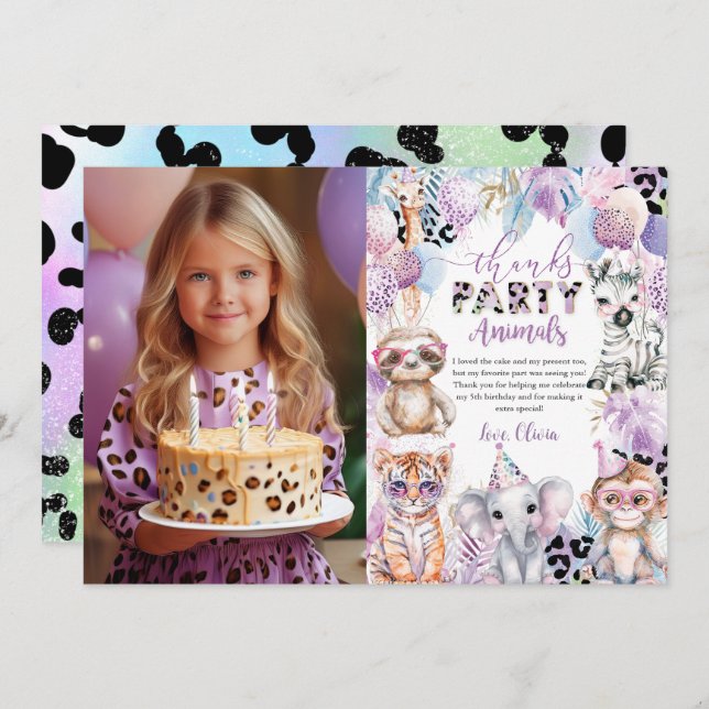 Cartão De Agradecimento Chamando todos os animais do partido Selgle Safari (Frente/Verso)