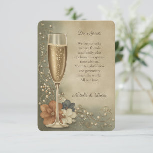 Cartão De Agradecimento Champagne Floral para Chá de Noiva de Casal
