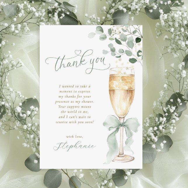 Cartão De Agradecimento Champagne Toast Greenery Thank You Card (Criador carregado)