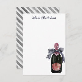 Cartão De Agradecimento Champanhe francês aquarela com Arco stripteado