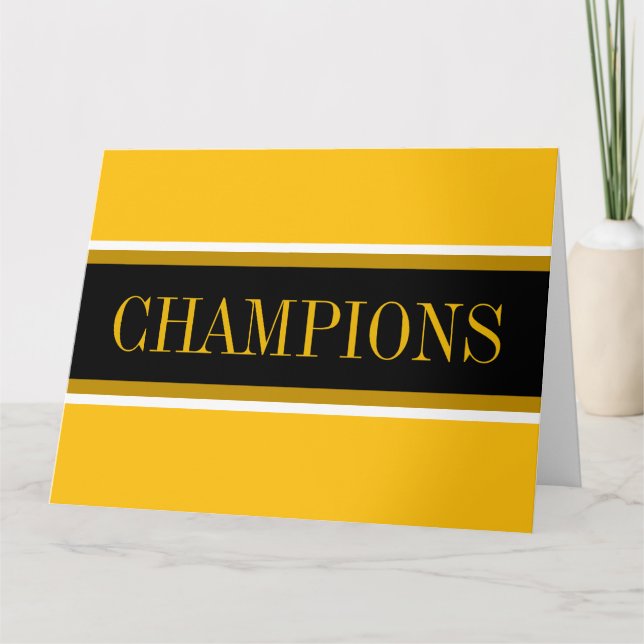 Cartão De Agradecimento CHAMPIONS Bright Yellow Orange Black White Stripes (Frente)