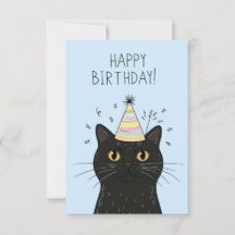 Chapéu de Aniversário de Gatinho Preto Fofo com Co
