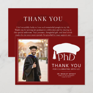 Cartão De Agradecimento Chapéu de Doutorado Personalizado de PhD para Form