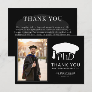 Cartão De Agradecimento Chapéu de Doutorado Personalizado PhD Formatura