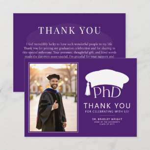 Cartão De Agradecimento Chapéu de Doutorado Personalizado PhD Formatura