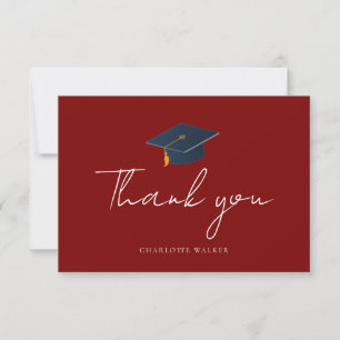 Cartão De Agradecimento Chapéu de Gradução Minimalista Moderno da Turma de