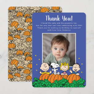 Cartão De Agradecimento Charlie Brown e Gang Pumpkin Primeiro Aniversário