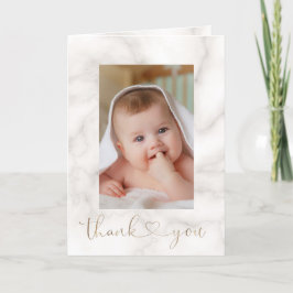 Cartão De Agradecimento Charm White Flowers Gold Cross Photo Christening