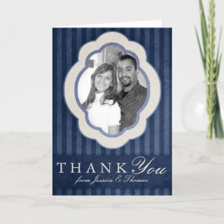 Cartão De Agradecimento Charme Vintage Azul Marinho Foto Personalizada Obr