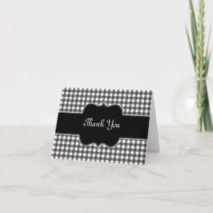 Cartão De Agradecimento Charming Black and White Gingham Thank You