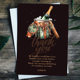 Cartão De Agradecimento Charuto e Whisky Masculinos Personalizados