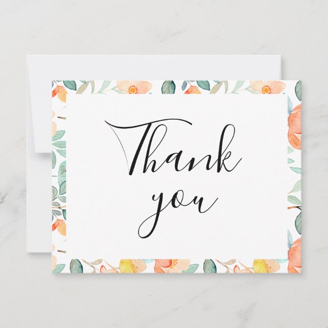 Cartão de Agradecimento Chato Floral Colorido (Frente)