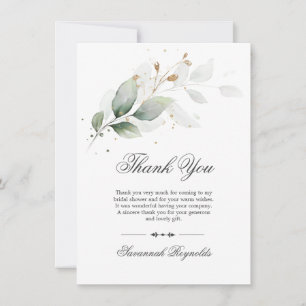 Cartão De Agradecimento CHAVEIRO de casamento Greenery Botânico Dourado