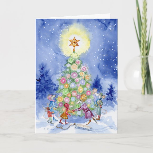 Cartão De Agradecimento Cheddar Corners Community Christmas Tree Card (Frente)