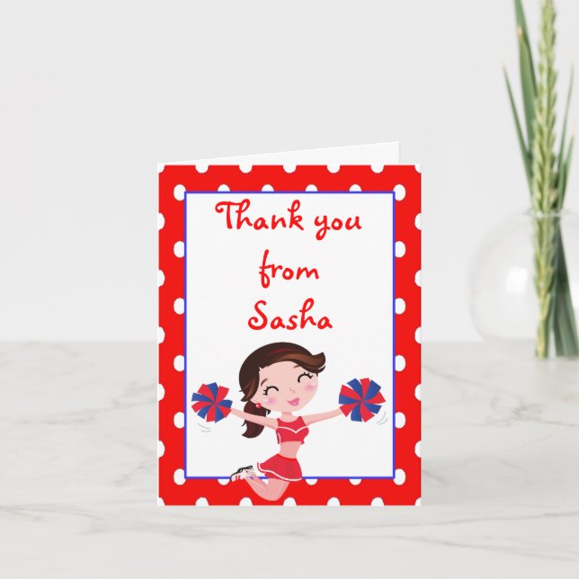 Cartão De Agradecimento Cheer Cheerleader Birthday Thank You Note Card (Frente)