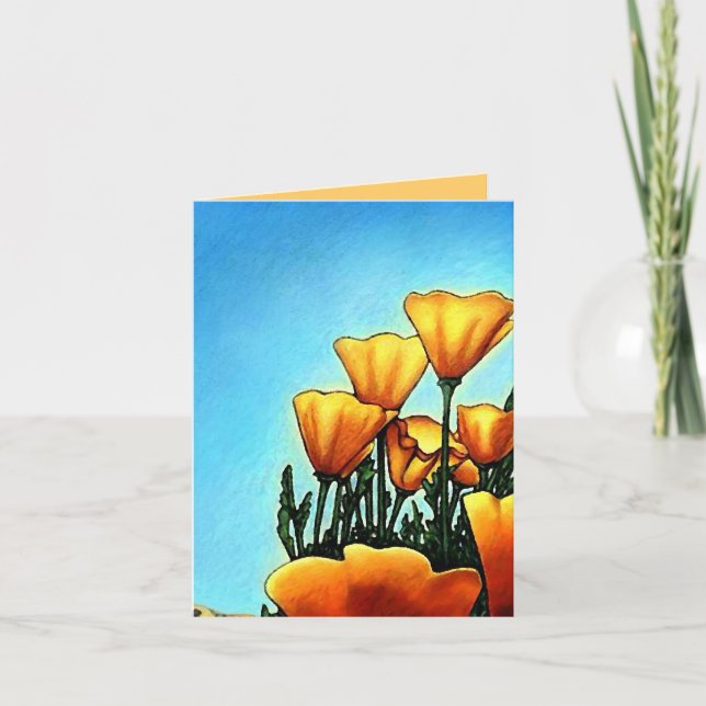 Cartão De Agradecimento Cheerful Orange Poppy Flowers THANK YOU Card (Frente)