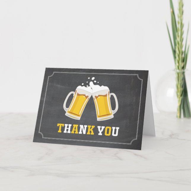 Cartão De Agradecimento Cheers and Beers Beer Mug Chalkboard (Frente)
