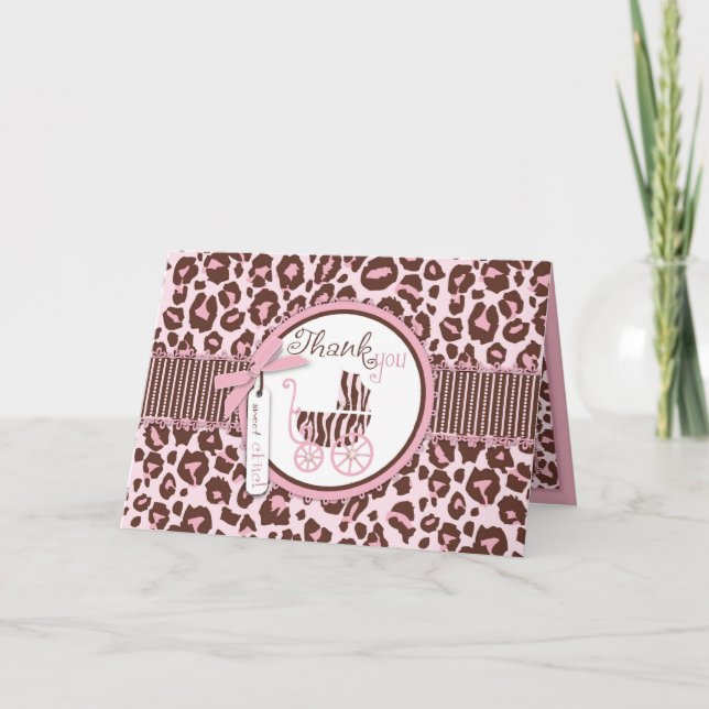 Cartão De Agradecimento Cheetah Girl TY Card Pink B (Frente)