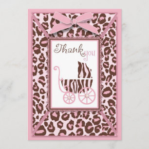 Cartão De Agradecimento Cheetah Girl TY Card Rosa A2