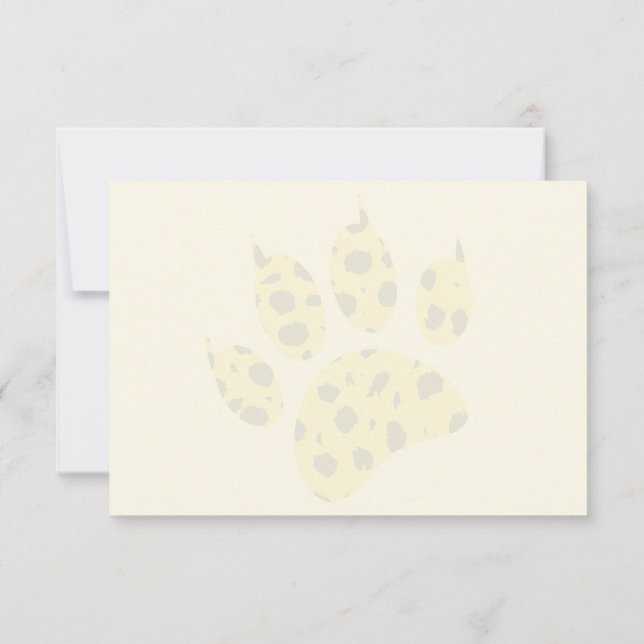 Cartão De Agradecimento Cheetah Paw Print Blank Cream Off White (Verso)