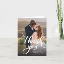 Cartão De Agradecimento Cheio De Script Whimsical Foto Para Casamento Obri