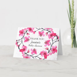 Cartão De Agradecimento Cherry Blossom, Flores Rosa, Chá de fraldas Garota