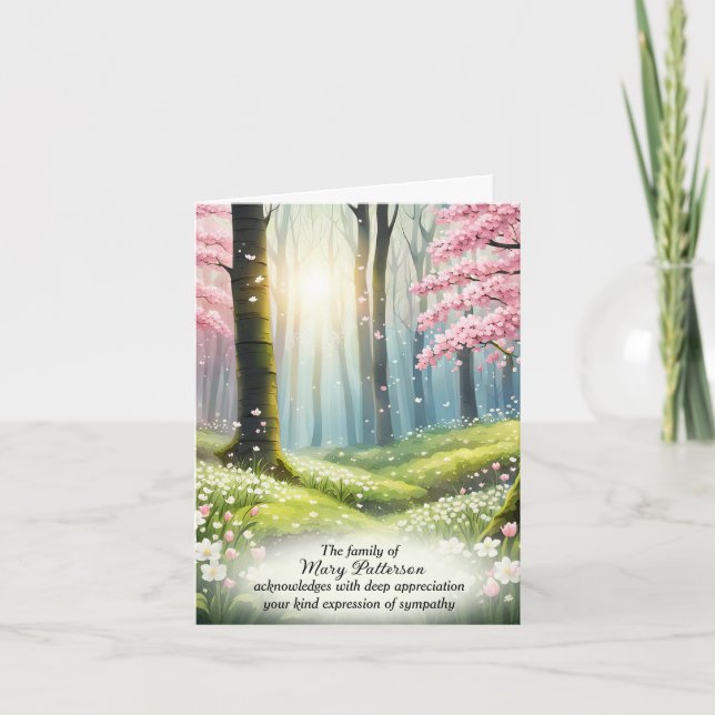Cartão De Agradecimento Cherry Blossom Forest Simpatia Obrigado (Frente)