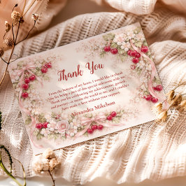 Cartão De Agradecimento Cherry Blossom Garden Girl 1st Birthday