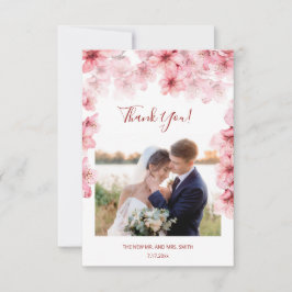 Cartão De Agradecimento Cherry Blossom Photo Wedding Thank You Card