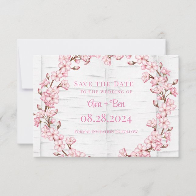 Cartão De Agradecimento Cherry Blossom Tree Latido Save the Date Card (Frente)