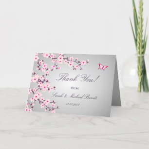Cartão De Agradecimento Cherry Blossoms Floral Wedding Thank You