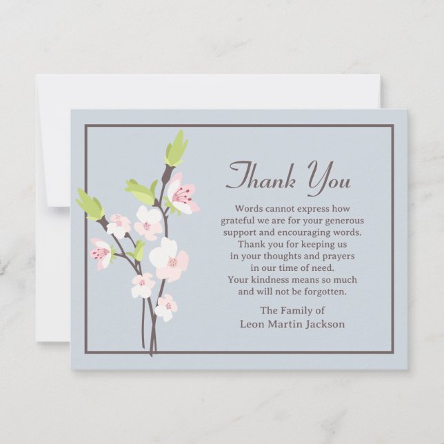 Cartão De Agradecimento Cherry Blossoms Funeral Thank You Note Card (Frente)