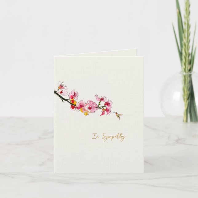 Cartão De Agradecimento Cherry Flower and Humming bird Sympathy card (Frente)