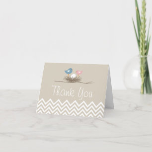 Cartão De Agradecimento Chevron Bird's Nest Thank You