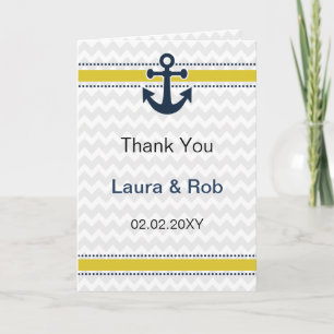 Cartão De Agradecimento chevron stripes, anchor, nautical Thank You cards