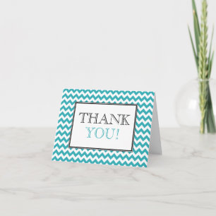 Cartão De Agradecimento Chevron Turquoise & White Thank You Card