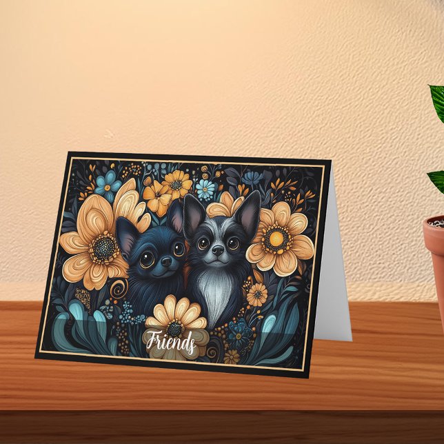 Cartão De Agradecimento Chhuahua Amigos Art Nouveau Chic Note Cards (Chihuahua Friends Art Nouveau Chic Note Cards)