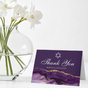 Cartão De Agradecimento Chic Bat Mitzvah judaica Estrela de Davi roxa dour