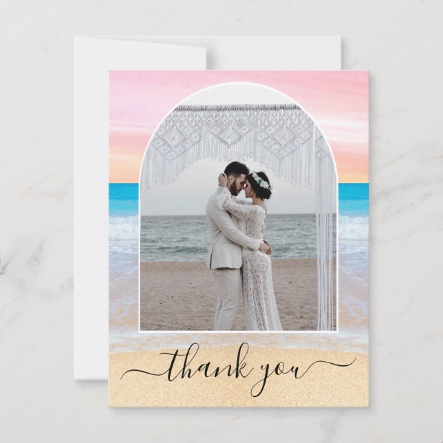 Cartão De Agradecimento Chic Blush Pink Purple Tropical Beach Arch (Frente)
